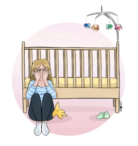 image représentant le deuil d'un nourrisson avec un berceau vide